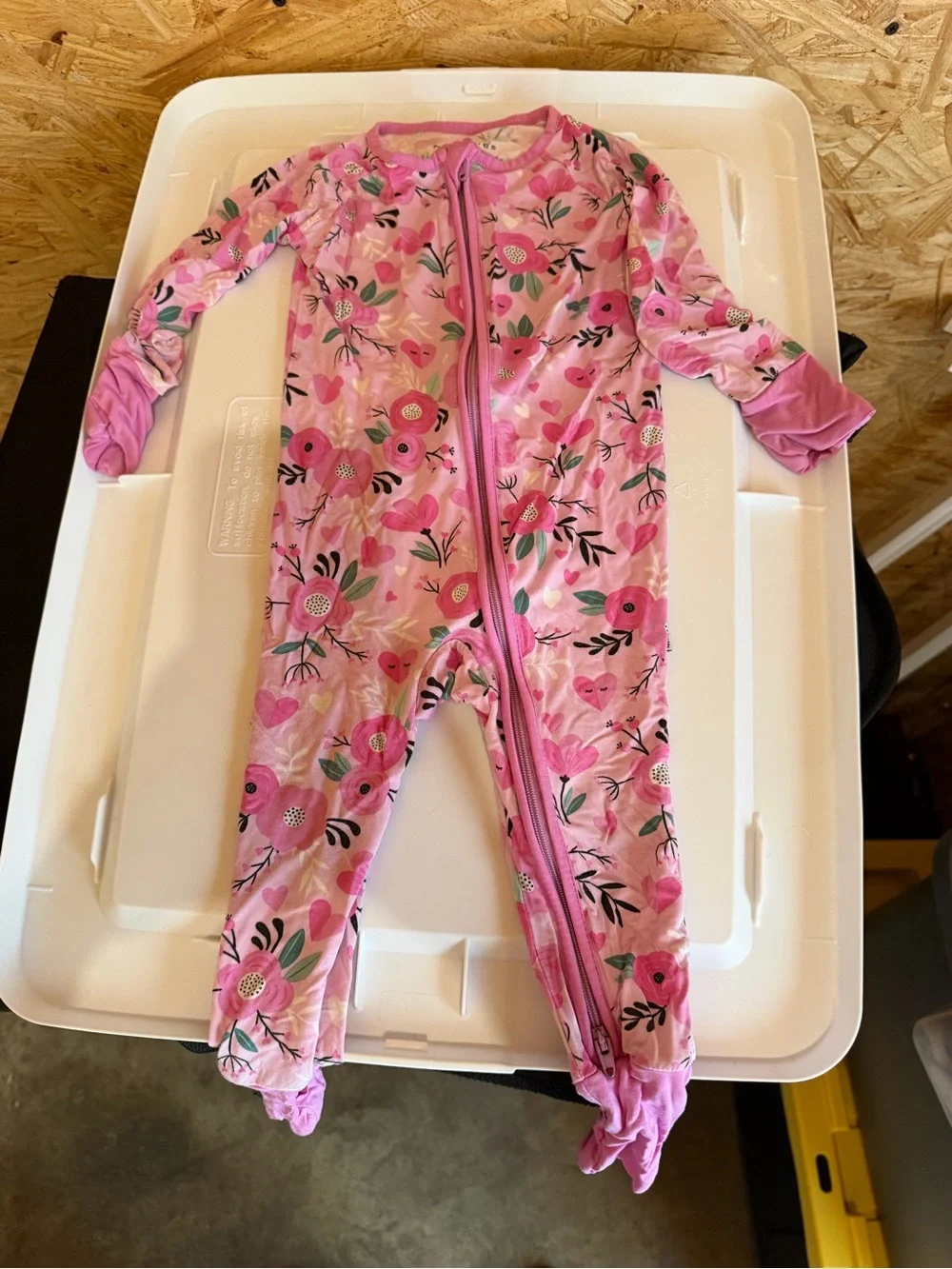Little Sleepies Pink Floral Zipper Footed Pajamas